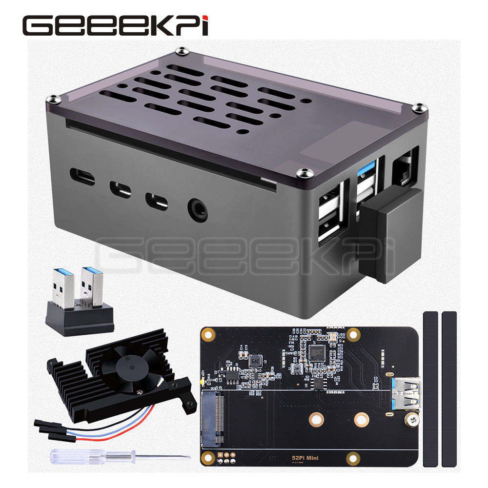 Argon One V3 M.2 Nvme Case - Geeekpiアルミレンガケース黒シェルとM.2 sata ssd可変速3510冷却ファンのためのラズベリーパイ4モデルb